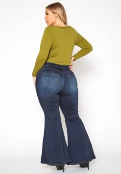 Vibrant Plus Size Butt Lift Bell Bottom Denim Jean -FemiLook Sales Store 2019535 939 3