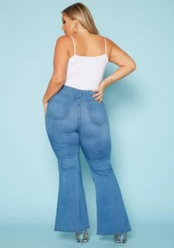Vibrant Plus Size Classic Blue Flared Hem Jean -FemiLook Sales Store 2019539 938 3
