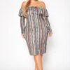 Plus Size Multi Striped Off Shoulder Dress -FemiLook Sales Store 2019553 106 0