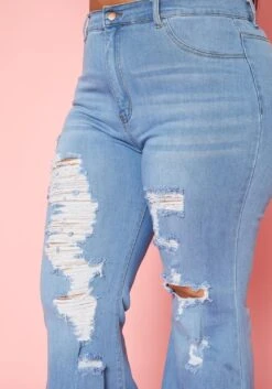 Vibrant Plus Size Distressed Raw Cut Bell Bottom Denim Jean -FemiLook Sales Store 2019585 938 4