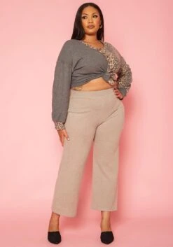 Plus Size High Waist Knit Lounge Pants