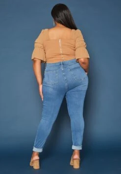 Vibrant Plus Size Distressed Mid Rise Skinny Jean -FemiLook Sales Store 2019589 938 3