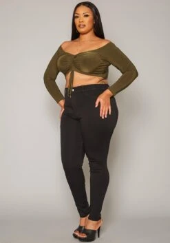 Vibrant Plus Size High Waist Black Denim Skinny Jean -FemiLook Sales Store 2019590 001 2