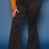 Vibrant Plus Size Bell Bottom Black Denim Jean -FemiLook Sales Store 2019592 001 0