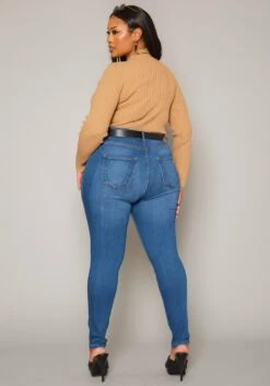 Vibrant Plus Size Knee Rip Skinny Denim Jean -FemiLook Sales Store 2019593 938 3
