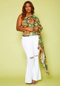 Vibrant Plus Size Distressed Bell Bottom Denim Jean -FemiLook Sales Store 2019596 002 1