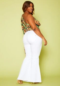 Vibrant Plus Size Distressed Bell Bottom Denim Jean -FemiLook Sales Store 2019596 002 2