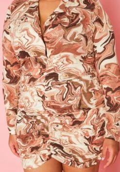 Plus Size Marble Pattern Collar Mini Dress -FemiLook Sales Store 2019614 999 4
