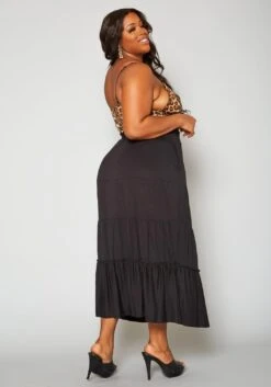 Plus Size Tiered Flare Maxi Skirt -FemiLook Sales Store 2019949 001 3