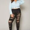 Plus Size Distressed Denim Jeans