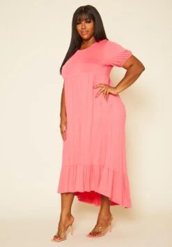 Plus Size Short Sleeve Flare Maxi Dress -FemiLook Sales Store 2019976 002 3