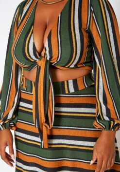 Plus Size Multi Striped Two Piece Set -FemiLook Sales Store 2020016 002 5