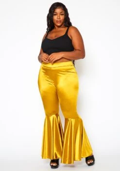 Plus Size High Waist Bell Flare Pants