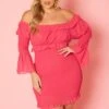Plus Size Smocked Off Shoulder Mini Dress