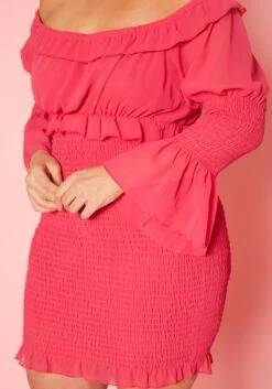 Plus Size Smocked Off Shoulder Mini Dress -FemiLook Sales Store 2020099 001 3