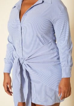 Plus Size Striped Collar Neck Mini Dress -FemiLook Sales Store 2020135 001 4