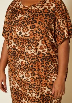 Asoph Plus Size Leapord Print Midi Lounge Dress With Headscarf -FemiLook Sales Store 2020139 001 5