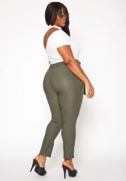 Plus Size Paperbag High Waist Skinny Pants -FemiLook Sales Store 2020161 003 3