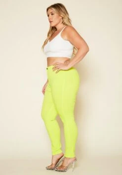 Plus Size Neon Yellow High Waist Skinny Jeans -FemiLook Sales Store 2020200 001 2
