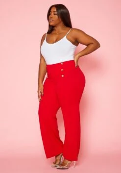 Plus Size Sailor Button Trouser Pants -FemiLook Sales Store 2020228 003 2