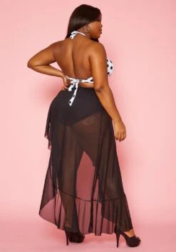 Plus Size Ruffle Asymmetric Cover Up Skirt -FemiLook Sales Store 2020235 001 3