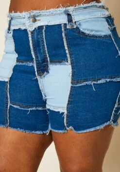 Plus Size Patchwork Denim Shorts -FemiLook Sales Store 2020249 001 4