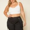 Plus Size High Rise Cargo Shorts Overalls