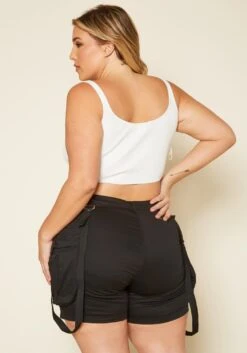 Plus Size High Rise Cargo Shorts Overalls -FemiLook Sales Store 2020285 001 4