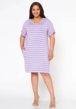 Plus Size Striped Mini Dress