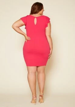 Plus Size Front Ruffle Midi Dress -FemiLook Sales Store 2020411 001 4