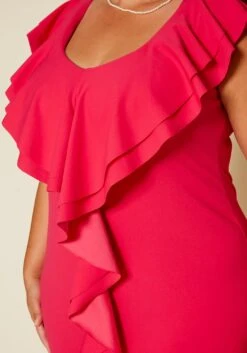 Plus Size Front Ruffle Midi Dress -FemiLook Sales Store 2020411 001 5