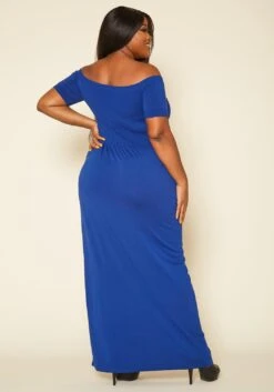 Plus Size Off Shoulder Seamless Maxi Dress -FemiLook Sales Store 2020421 004 4