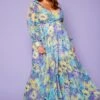 Plus Size Abstract Dots Print Chiffon Maxi Dress
