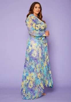 Plus Size Abstract Dots Print Chiffon Maxi Dress -FemiLook Sales Store 2020428 001 3