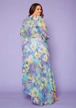 Plus Size Abstract Dots Print Chiffon Maxi Dress -FemiLook Sales Store 2020428 001 4