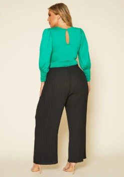 Pleione Plus Size High Waist Pleated Wide Pants -FemiLook Sales Store 2020449 001 4