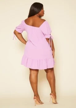 Plus Size Off Shoulder Ruffle Mini Dress -FemiLook Sales Store 2020490 001 3