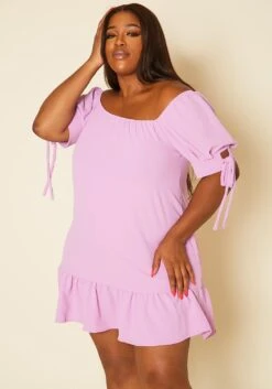 Plus Size Off Shoulder Ruffle Mini Dress -FemiLook Sales Store 2020490 001 4