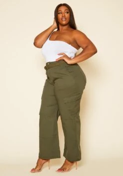 Plus Size Wide Leg Cargo Pants -FemiLook Sales Store 2020495 002 3