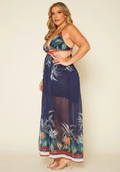 Plus Size Tropical Cutout Maxi Dress -FemiLook Sales Store 2020534 001 3