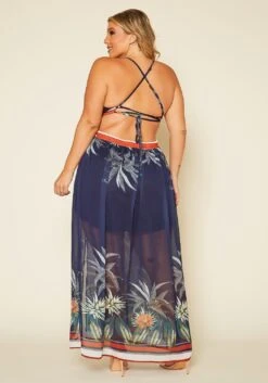 Plus Size Tropical Cutout Maxi Dress -FemiLook Sales Store 2020534 001 4