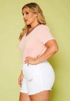 Plus Size Distressed Denim Shorts -FemiLook Sales Store 2020606 002 3