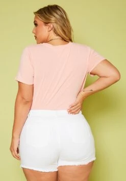 Plus Size Distressed Denim Shorts -FemiLook Sales Store 2020606 002 4