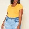 Plus Size High Rise Distressed Denim Shorts