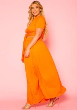 Plus Size Crop Top & Maxi Skirt Set -FemiLook Sales Store 2020732 002 3