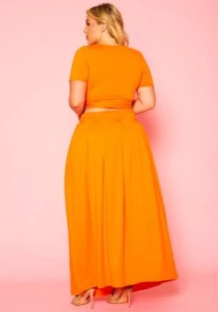 Plus Size Crop Top & Maxi Skirt Set -FemiLook Sales Store 2020732 002 4