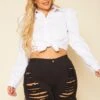 Plus Size Distressed Denim High Waist Shorts -FemiLook Sales Store 2020739 001 0
