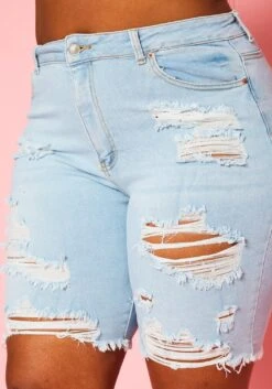 Plus Size Distressed Denim Shorts -FemiLook Sales Store 2020832 002 1