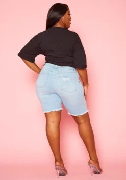 Plus Size Distressed Denim Shorts -FemiLook Sales Store 2020832 002 6