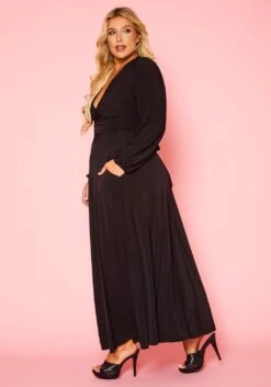 Plus Size Versatile Tie Up Crop Top & Maxi Skirt Set -FemiLook Sales Store 2020877 001 4
